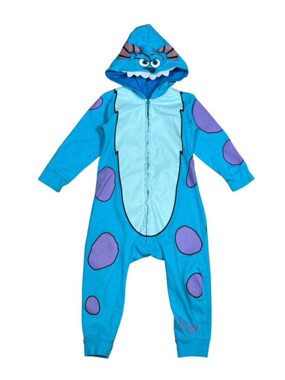 Disney Pixar Monsters Inc Sulley Toddler Costume Pajamas 2T Blue Purple Spots Zi